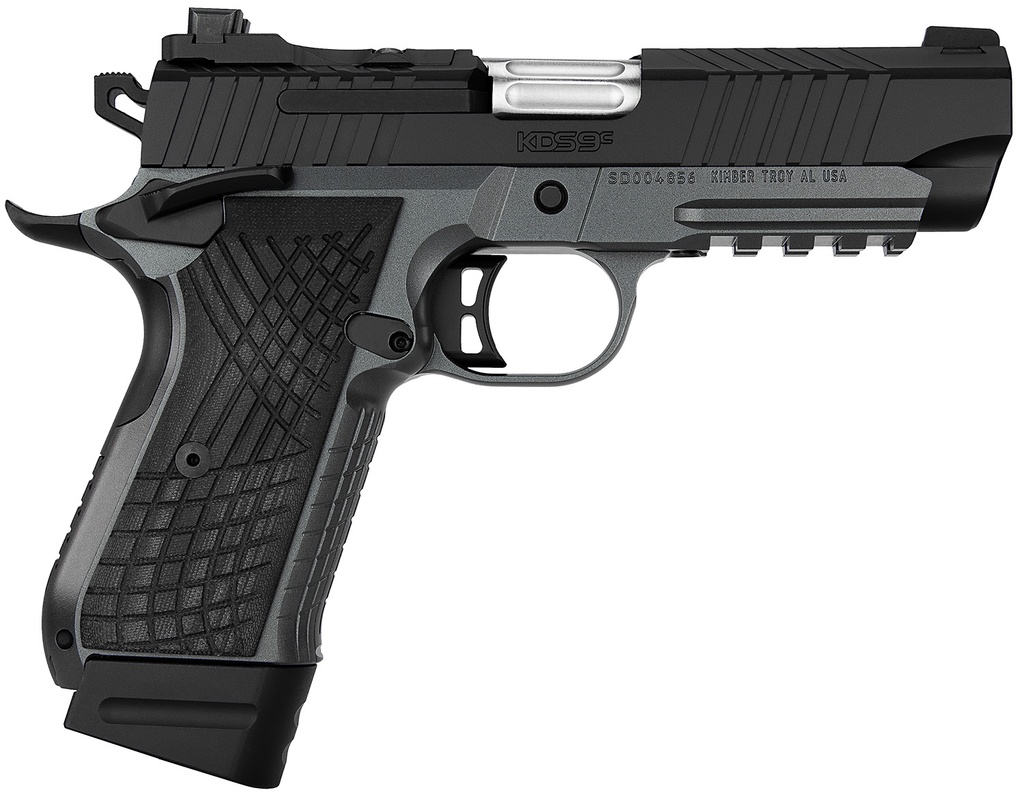 Kimber Mfg.,inc 3100015 KDS9C  9mm 15+1 4.09" KimPro Gray/Black Front and Rear Serrations Stainless Steel Black Crosshatch cut G-10 Grip
