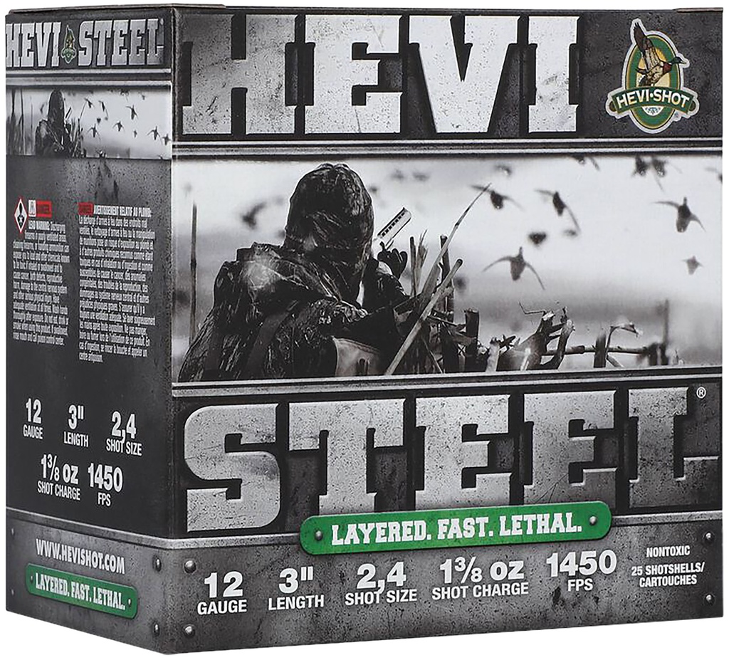 Hevishot HEVI-Shot HS60024 HEVI-Steel Waterfowl 12Gauge 3" 1 3/8oz 2/4Shot 25 Per Box/10 Case