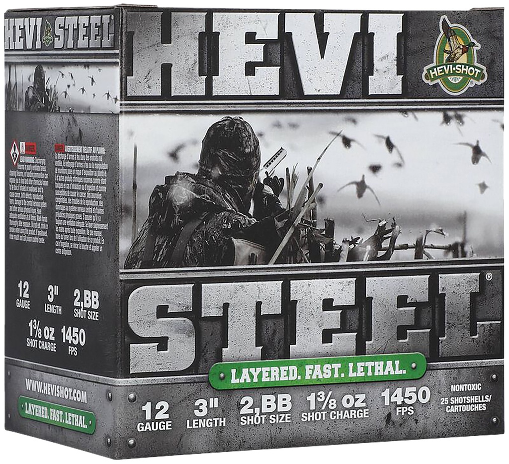 Hevishot HEVI-Shot HS60288 HEVI-Steel Waterfowl 12Gauge 3" 1 3/8oz 2/BBShot 25 Per Box/10 Case