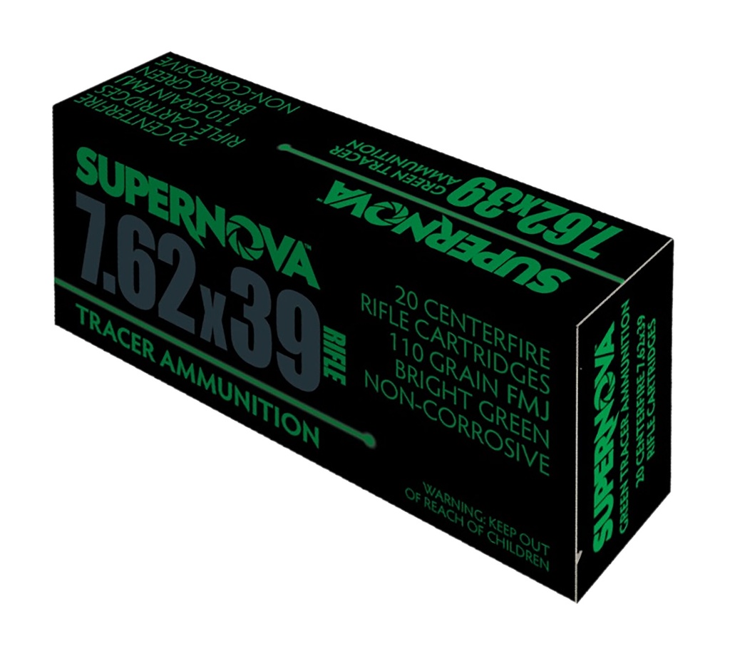 EAA Supernova PMSN762G Green Tracer  7.62mm 110 gr Full Metal Jacket 20 Per Box/ 50 Cs