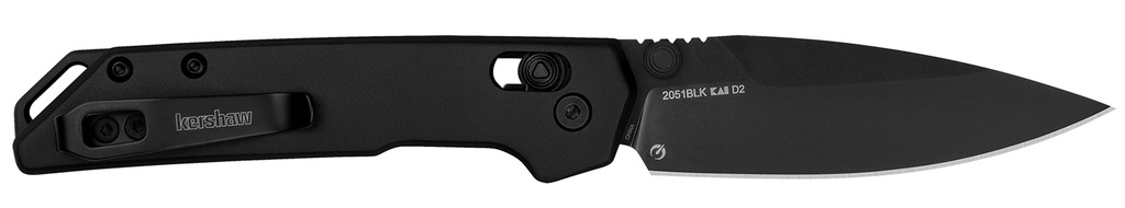 Kershaw 2051BLK Mini Iridium  3" Folding/Spear Point Plain Stonewashed D2 Steel Blade/Ice Blue Anodized 6061-T6 Aluminum Handle