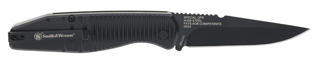 SW Knives Smith & Wesson Knives 1215357 Special Ops  Full Size 3.40" Folding Drop Point Plain AUS-8A SS Blade Aluminum Handle