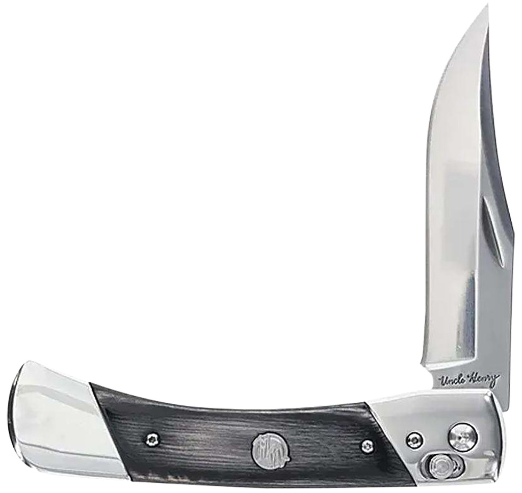 Battenfeld Uncle Henry 1222013 Bear Paw  3.80" Folding Plain 7Cr17MoV SS Blade, Black/SS Wood Laminate Handle