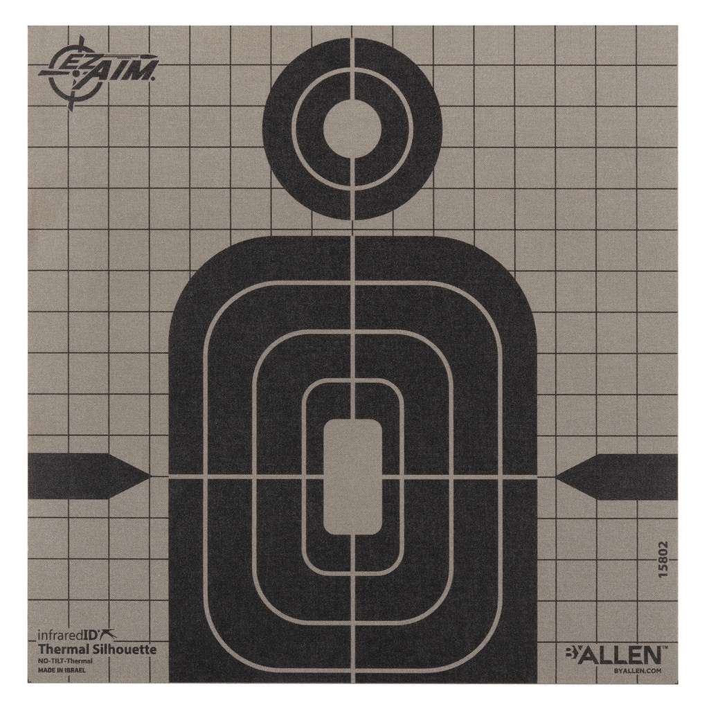 Allen 15802 Thermal Target  Silhouette Hanging Paper 8" x 8" Black/Gray