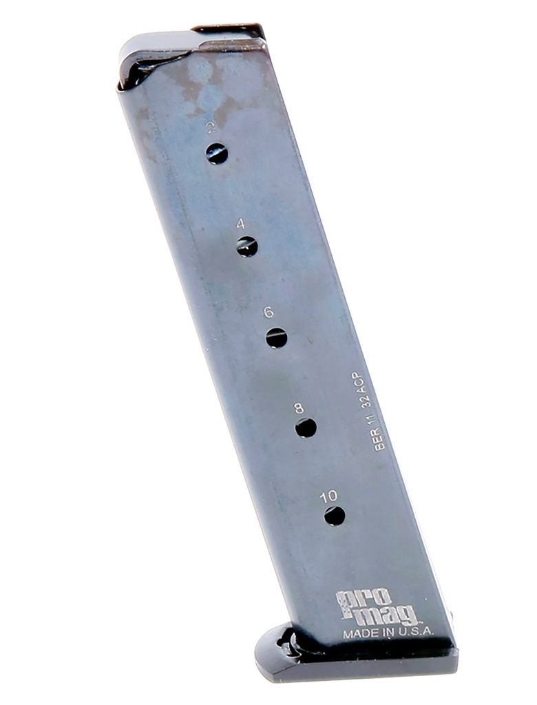 ProMag BER11   10rd 32 ACP Fits Beretta 3032 Tomcat Silver Steel
