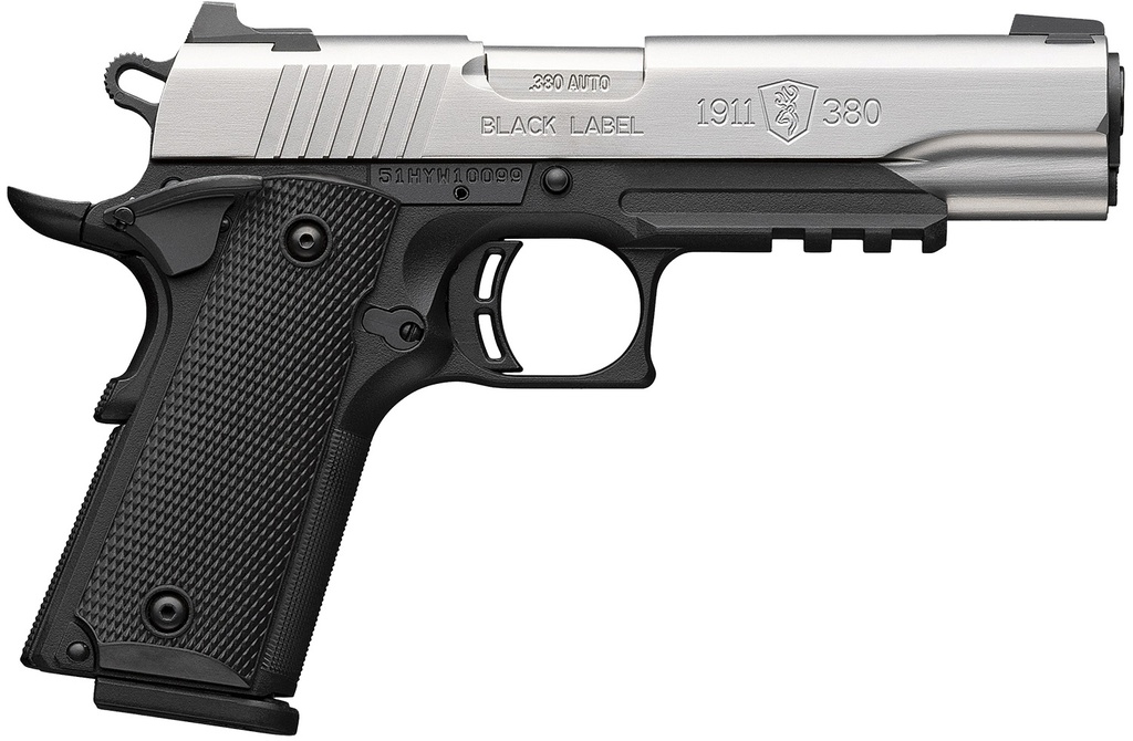 Browning 1911-380 380ACP SS 4.25" RAIL#