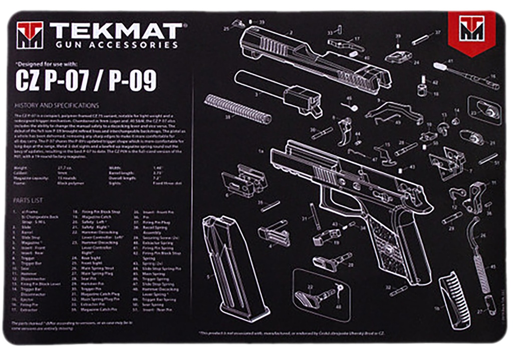 BECK TEK, LLC (TEKMAT) TekMat TEKR17CZP07 CZ P-07/P-09 Cleaning Mat Black/White Rubber 11"x17" CZ P-07/P-09