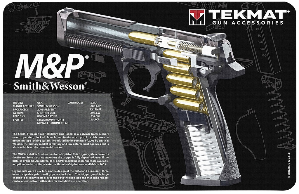 BECK TEK, LLC (TEKMAT) TekMat TEKR17SWMPCA S&W M&P Cutaway Cleaning Mat Black/White Rubber 11" x 17"