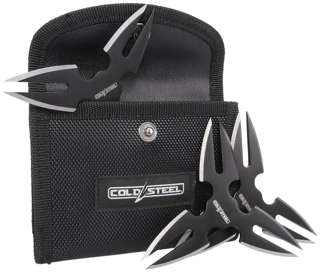 Cold Steel CSTH15STR3PK Throwing Stars  Three 1.50" Black Oxide 420 Stainless Steel Blades Includes Sheath
