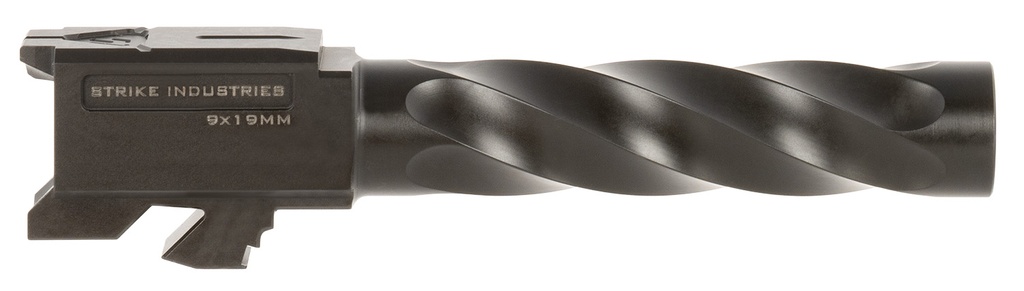 Strike Industries GBARREL19 Glock 9mm Luger Spiral Fluted Black Nitride Stainless Steel, Fits Glock 19 Gen3-5