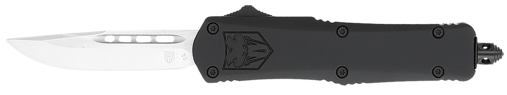 COBRA TEC KNIVES LLC CobraTec Knives SBFS3DNS FS-3  Small 2.75" OTF Drop Point Plain D2 Steel Blade, 4.25" Black Aluminum Alloy Handle