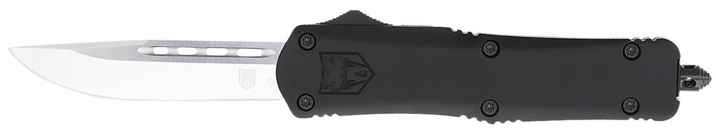 COBRA TEC KNIVES LLC CobraTec Knives MBFS3DNS FS-3  Medium 3" OTF Drop Point Plain D2 Steel Blade, 4.50" Black Aluminum Alloy Handle