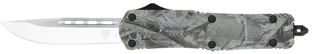 COBRA TEC KNIVES LLC CobraTec Knives MWDFS3DNS FS-3  Medium 3" OTF Drop Point Plain D2 Steel Blade, 4.50" Woodland Camo Aluminum Alloy Handle