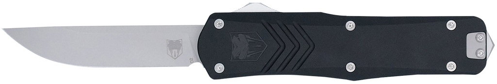 COBRA TEC KNIVES LLC CobraTec Knives MBLKFSXGEN3DNS FS-X Gen III Medium 3" OTF Drop Point Plain Stonewashed D2 Steel Blade, 4.68" Aluminum Handle
