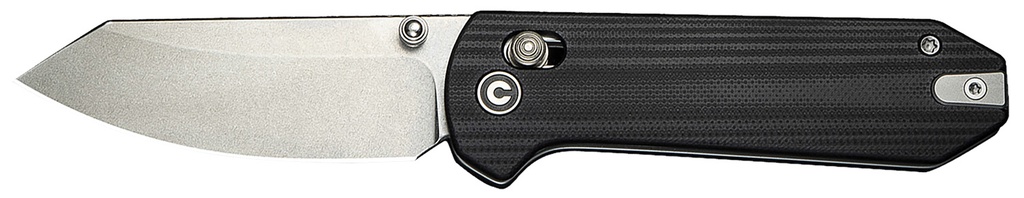 Civivi Knives C23073-1 Yonder  2.88" Folding Spey Point Plain Stonewashed 14C28N Steel Blade, Black Textured G10 Handle