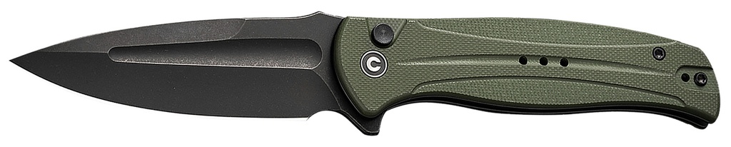 Civivi Knives C23053-2 Incindie  3.48" Folding Spear Point Plain Black Stonewashed 14C28N Steel Blade, OD Green Textured G10 Handle