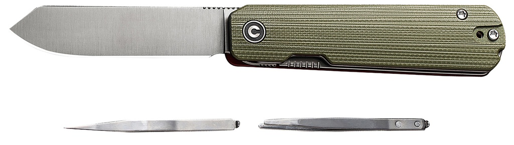 Civivi Knives C21004B-1 Sendy  2.83" Folding Spey Point Plain Satin Nitro-V Steel Blade. Green Textured G10 Handle