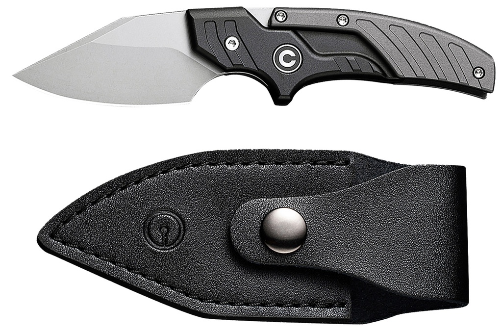 Civivi Knives C21036-3 Typhoeus  2.27" Adjustable Fixed Stonewashed Plain 14C28N Steel Blade, 3.98" Black/Gray Textured Aluminum Handle