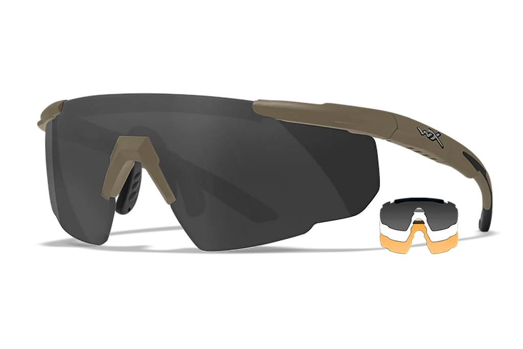 Wiley X 308T Saber Advanced  Smoke Gray/Clear/Light Rust Lens Polycarbonate Matte Tan Frame