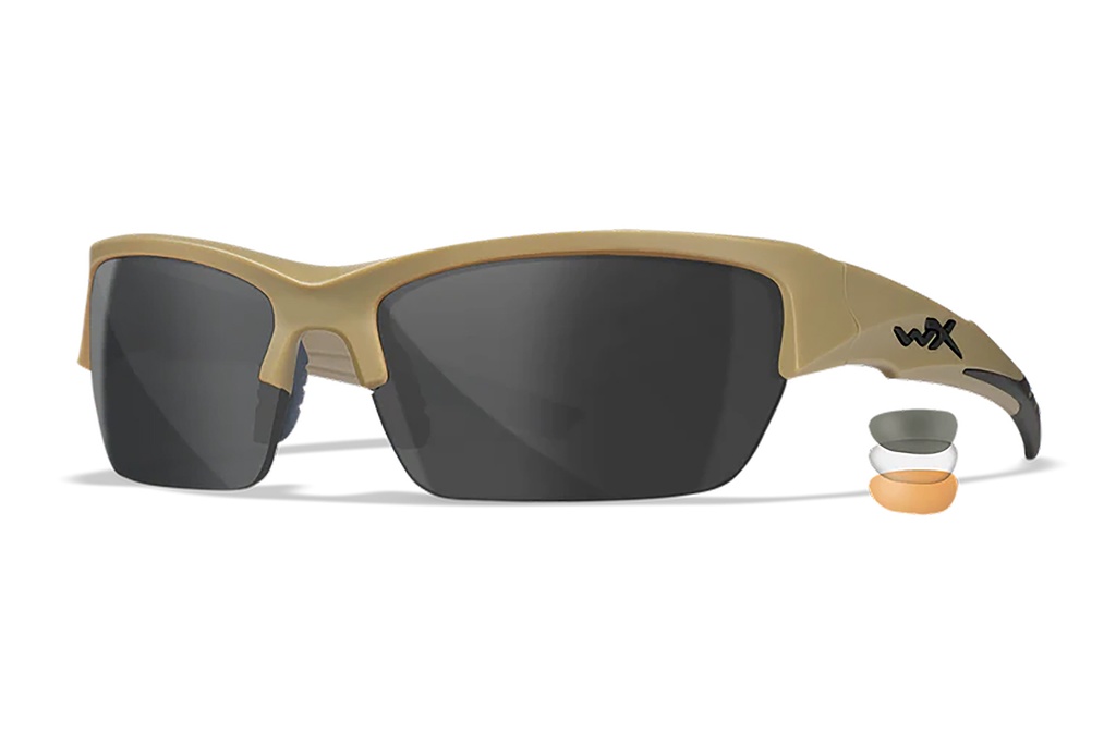 Wiley X CHVAL06T Valor  Medium Smoke Gray/Clear/Light Rust Lens Polycarbonate Matte Tan Frame