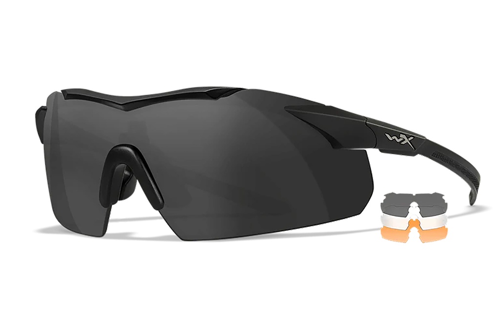 Wiley X 3552 Vapor  Comm Temples Smoke Gray/Clear/Light Rust Lens Polycarbonate Matte Black Frame