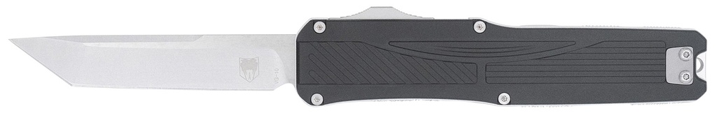 COBRA TEC KNIVES LLC CobraTec Knives CTLGDBLKTNS Legend  EDC 3.13" OTF Plain Stonewashed VG-10 SS Blade, 4.75" Black Textured Aluminum Handle