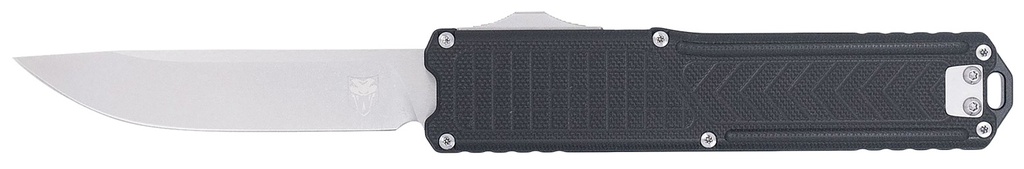 COBRA TEC KNIVES LLC CobraTec Knives CTRNGBLKDNS Ranger  3.25" OTF Plain Stonewashed D2 Steel Blade, 4.75" Black Textured G10 Scales Handle