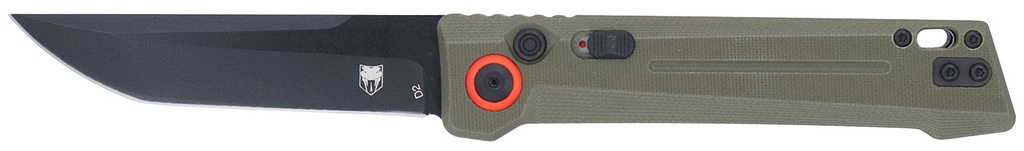 COBRA TEC KNIVES LLC CobraTec Knives CTIFRODG Inferno  3.50" OTF Tanto Plain Black TiCN D2 Steel Blade, 4.75" OD Green Textured Handle