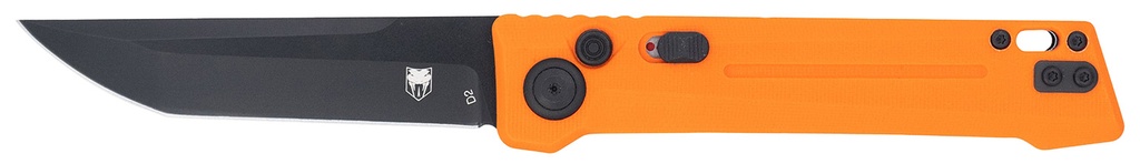 COBRA TEC KNIVES LLC CobraTec Knives CTIFRORG Inferno  3.50" OTF Tanto Plain Black TiCN D2 Steel Blade, 4.75" Blaze Orange Textured Handle