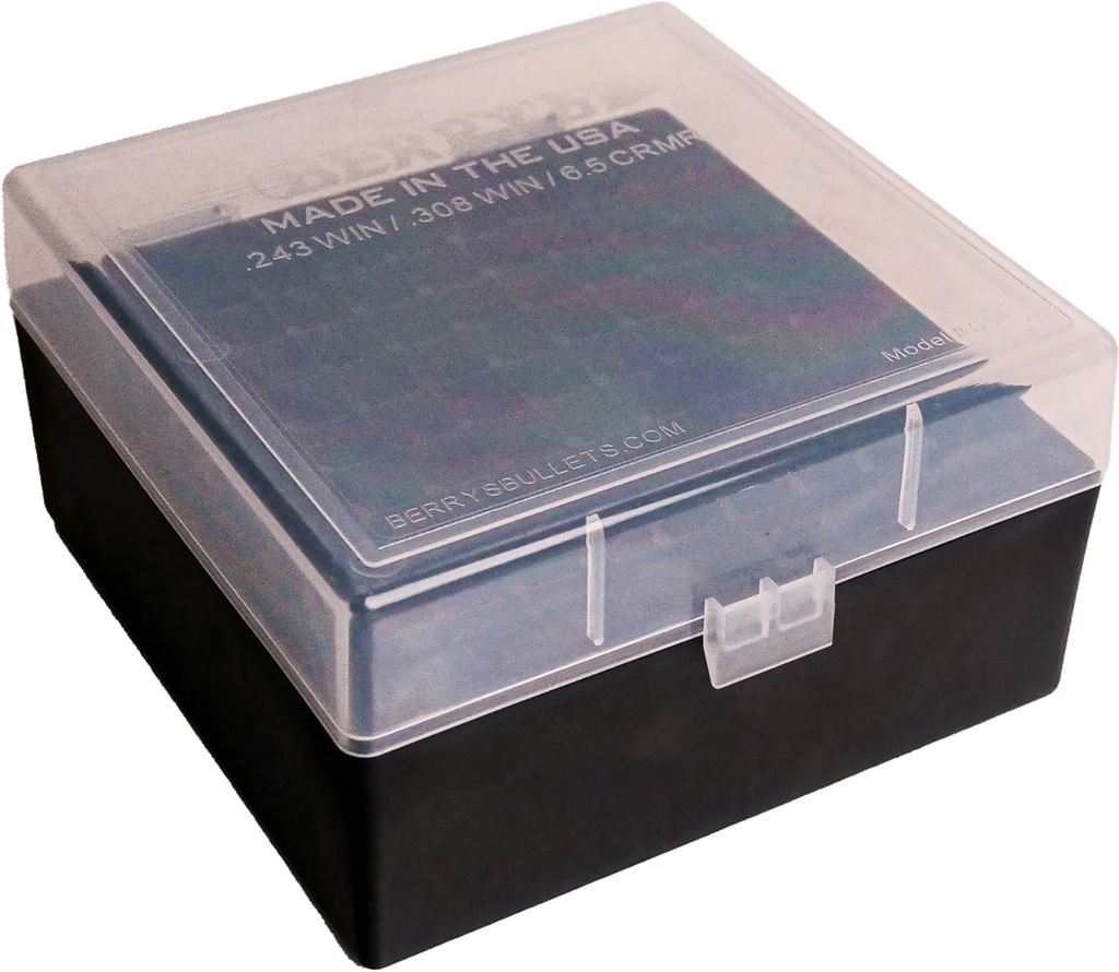 Berrys Berry's 25338 Ammo Box  Clear/Black Polypropylene 100rd