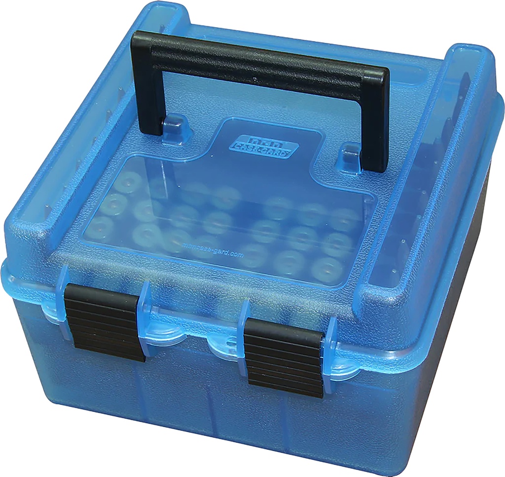 MTM Case-Gard R100MAG24 Deluxe Ammo Box  Blue Polypropylene 100rd