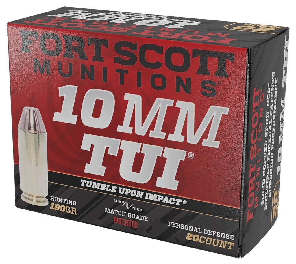Fort Scott Munitions 10MM-190-SCV2 Claw Defense  10mm 190gr Solid Copper Spun 20 Per Box/25 Case