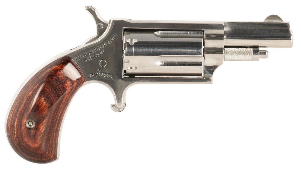NAA North American Arms 22MDLX LDLX  22 Mag 5 Shot 1.13" Polished Stainless Steel, Rosewood Grip, Exposed Hammer