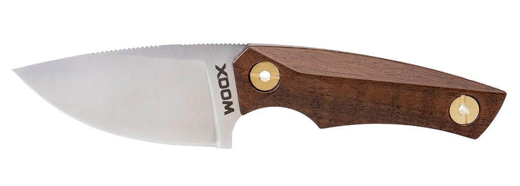 Woox BU.KNF030.01 Bad Boy  2.75" Plain Drop Point D2 Steel Blade American Walnut w/ Brass Hardware Handle 6.25" OAL