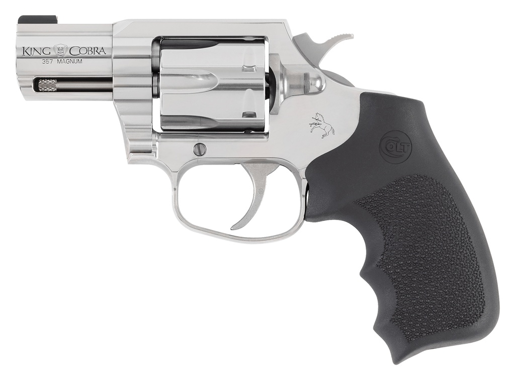 Colt Mfg KCOBRASB2RBBS King Cobra  357 Mag 6rd Shot 2" Stainless Steel Barrel, Cylinder & Frame, Black Hogue Overmolded Grip, Exposed Hammer, DA/SA