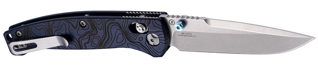 Hogue 24456 Mysto  3.40" Folding Clip Point Plain Black Stonewashed CPM MagnaCut Steel Blade, Maple Valley Richlite Blue Handle