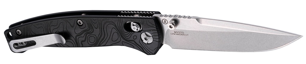 Hogue 24457 Mysto  3.40" Folding Clip Point Plain Black Stonewashed CPM MagnaCut Steel Blade, Maple Valley Richlite Black Handle