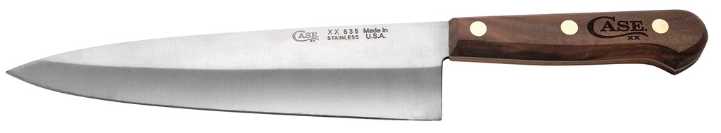 Case 07316 Chef's  8" Fixed Plain Mirror Polished Tru-Sharp SS Blade, Walnut Handle