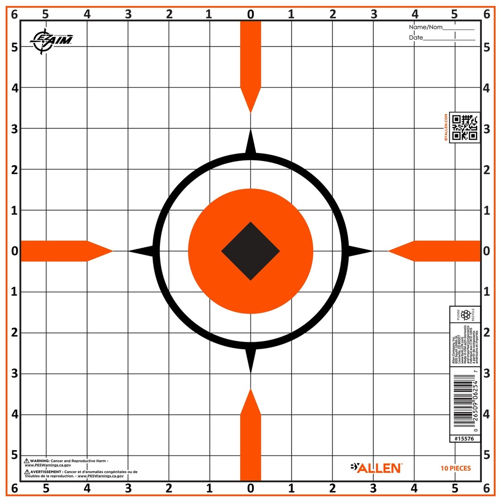 Allen 15576 Sight-In Grid Hanging Paper Universal 12"x12" Bright Orange 10 Pack