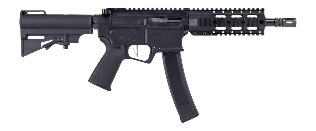 Dpms Panther Arms DP51655221916 Kitty Kat S9 9mm Luger 33+1 8" Black Nitride Heavy Threaded Barrel, Black Hardcoat Anodize Aluminum Receiver w/Picatinny Rail, DPMS Quad Rail Handguard, Black Polymer S
