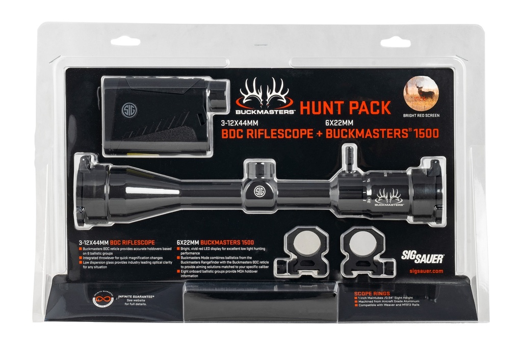 SIG SOK15BM07   BUCKMASTER 3-12X44 W/RF & RING KIT