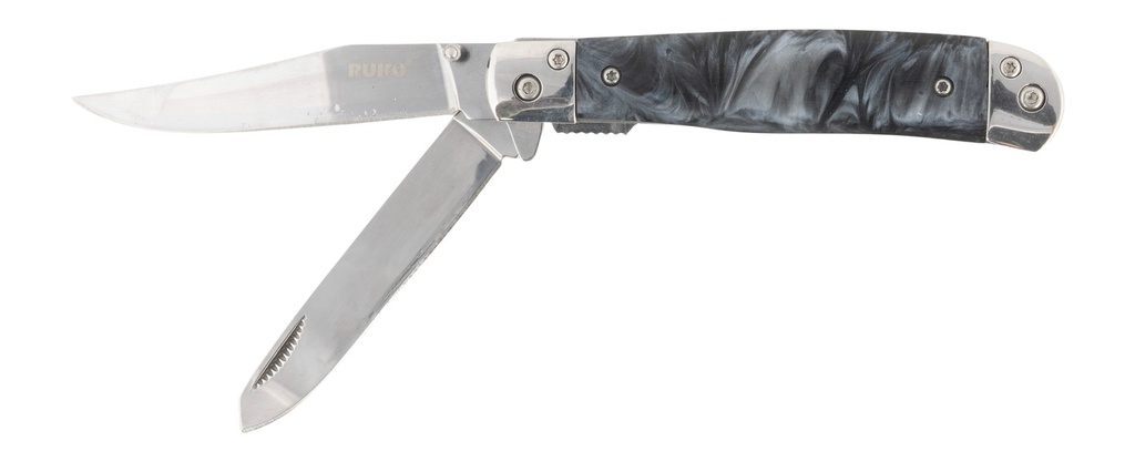 RYNOBLADE KNIVES RUKO RUK0185BP    420A   TRAPPER BLK PEARL FOLDING