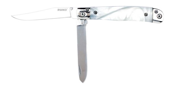 RYNOBLADE KNIVES RUKO RUK0185WP    420A   TRAPPER WHITE PEARL FOLDING