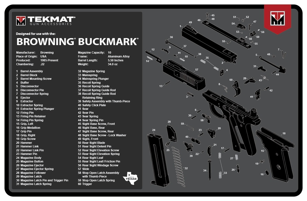 BECK TEK, LLC (TEKMAT) TEKMAT TEK-R17-BROWNING-BM  17X11 BRN BUCKMARK