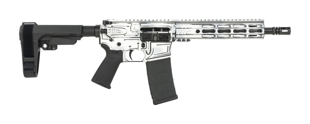 Shark Coast Tactical SCC06223AWHT-P Anime-15 White 5.56 NATO 30+1 10.50" Black Nitride Threaded Barrel, Aluminum Receiver w/Picatinny Rail, M-LOK Handguard, Polymer SB Tactical SBA3 Brace, Polymer Gri