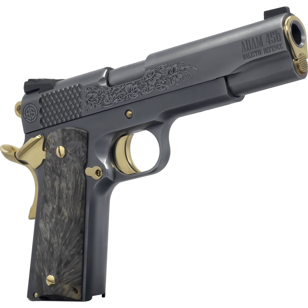 Breda/Dickinson Dickinson LLC DKSN45TBP Adam 1911 Titan Full Size 45 ACP 8+1 5" Black Barrel, Steel B Serrations Slide, Steel Frame w/Beavertail