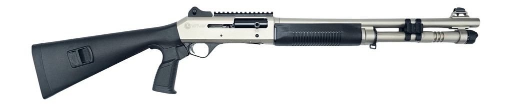 PW ARMS INC Panzer Arms PAM4MTSSS M4 12 Gauge Semi-Auto 3" 5+1 18.50" Nickel Barrel, Nickel Aluminum Receiver w/Picatinny Rail, Black Fixed Synthetic Stock, Black Polymer Grip