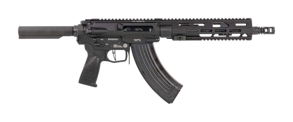 Grand Power 8588005948937 ARAQ-S 7.62x39mm 20+1 11" Black, Receiver w/Picatinny Rail, M-LOK Handguard, Black Polymer Collapsible Stock, Black Polymer Grip, Right Hand